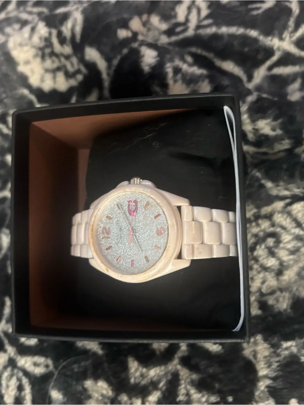 Coach Pink Glitter Dial Ceramic Bracelet Watch
